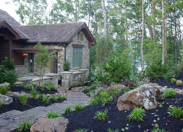 outdoor home mulch dark color