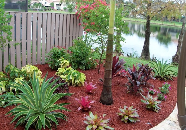 outdoor home red mulch