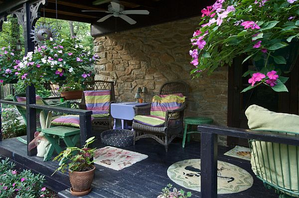 splendid porch with colorful flowers