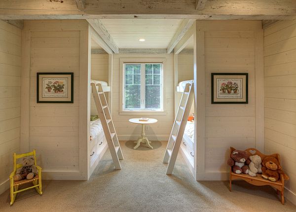 Traditional kids bedroom with bunk beds