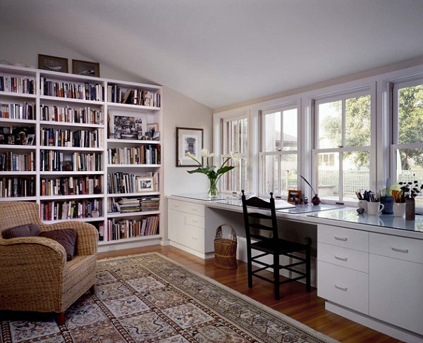 Abundant desk space in a home office