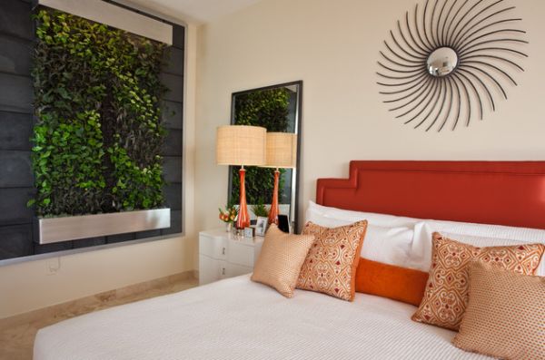 Add a bit of natural green to the modern bedroom