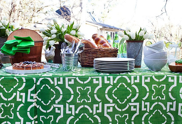 Backyard spring party table