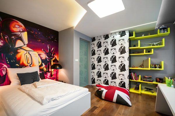 Beautiful Union Jack Outdoor Bean Bag in a Contemporary boy's bedroom