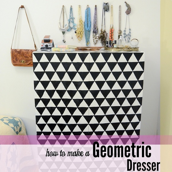 Black and white pyramid dresser DIY