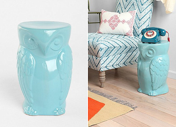 Blue owl side table