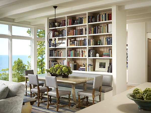 Books and decor on a white bookshelf