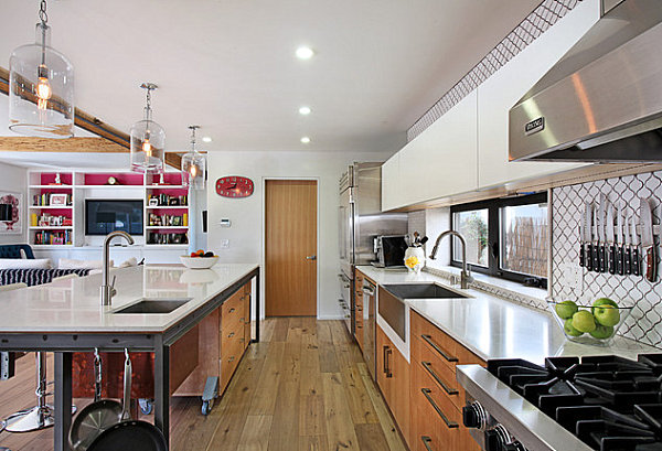 Bowls of fruit on display in a modern kitchen