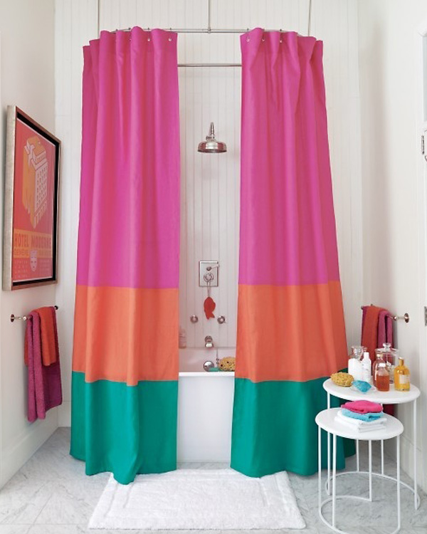 Color blocked shower curtain DIY