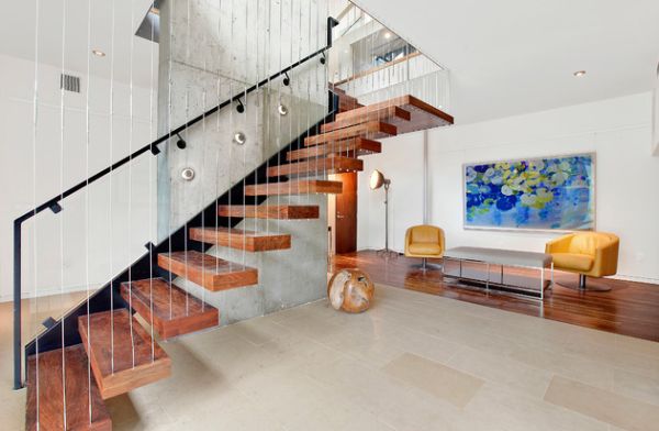 Contemporary staircase design idea for those who love the levitating look