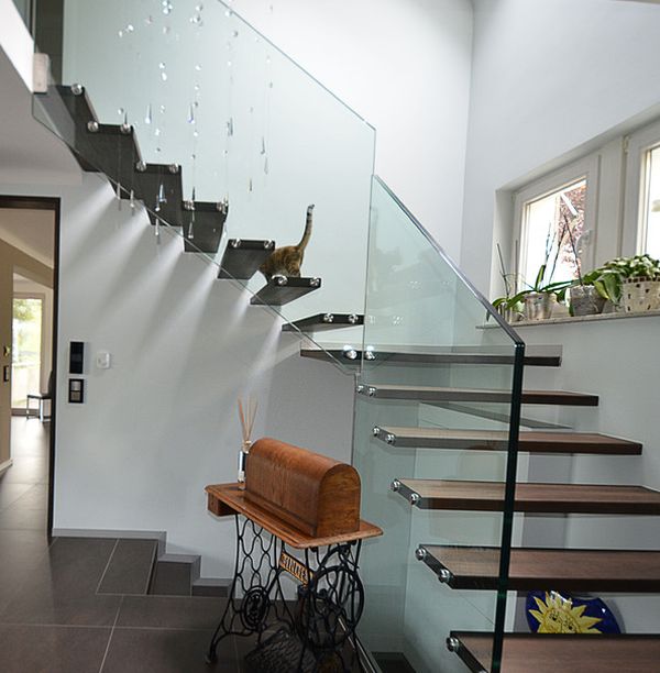 Custom floating stairs decorated in a unique fashion!