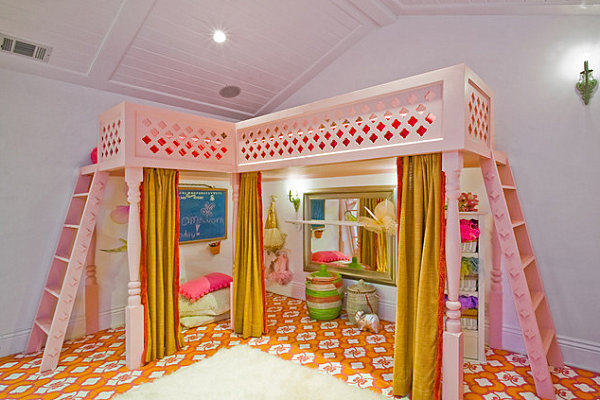 Custom painted floors in a girls' bedroom