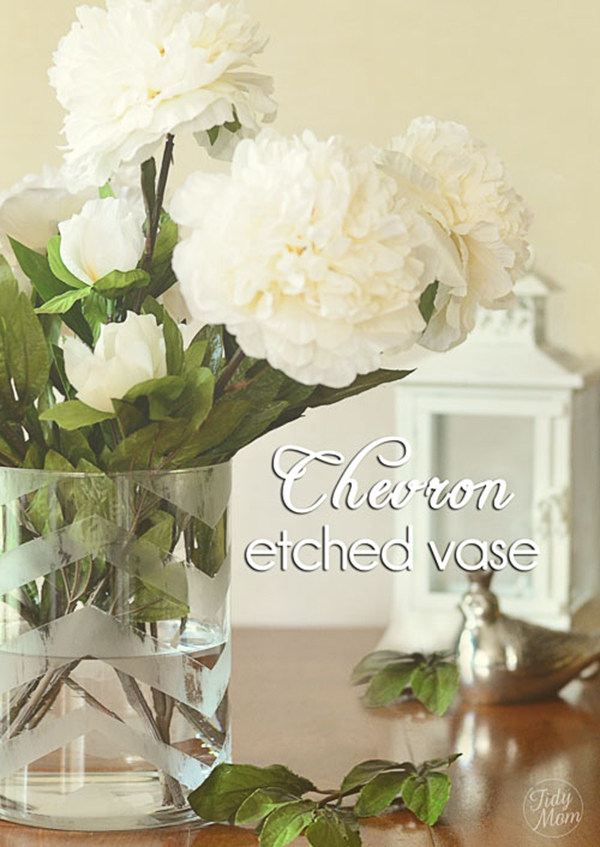 DIY Chevron Etched Glass Vase