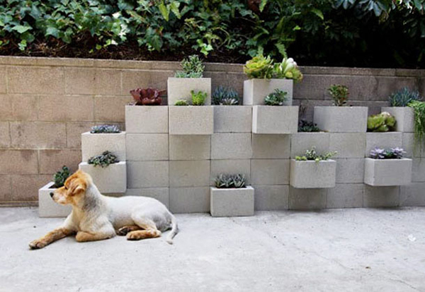 DIY Concrete Block Planter Wall