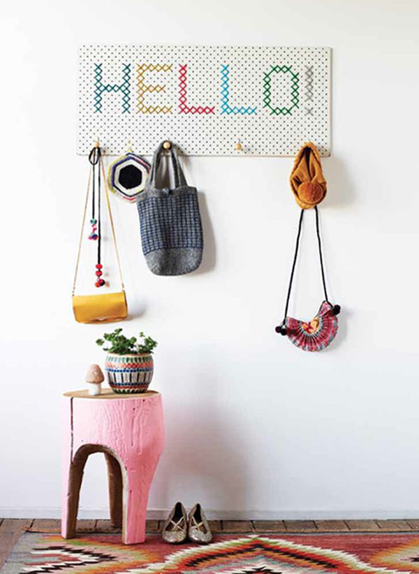 DIY Cross Stitch Coat Rack