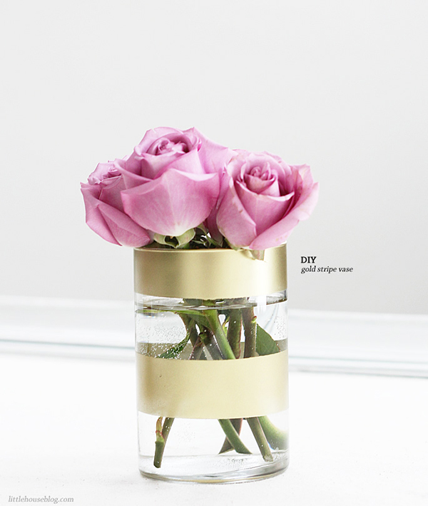 DIY Gold Striped Vase