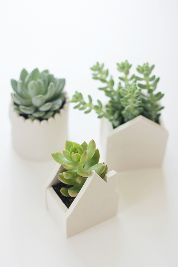 DIY House-Shaped Clay Planters