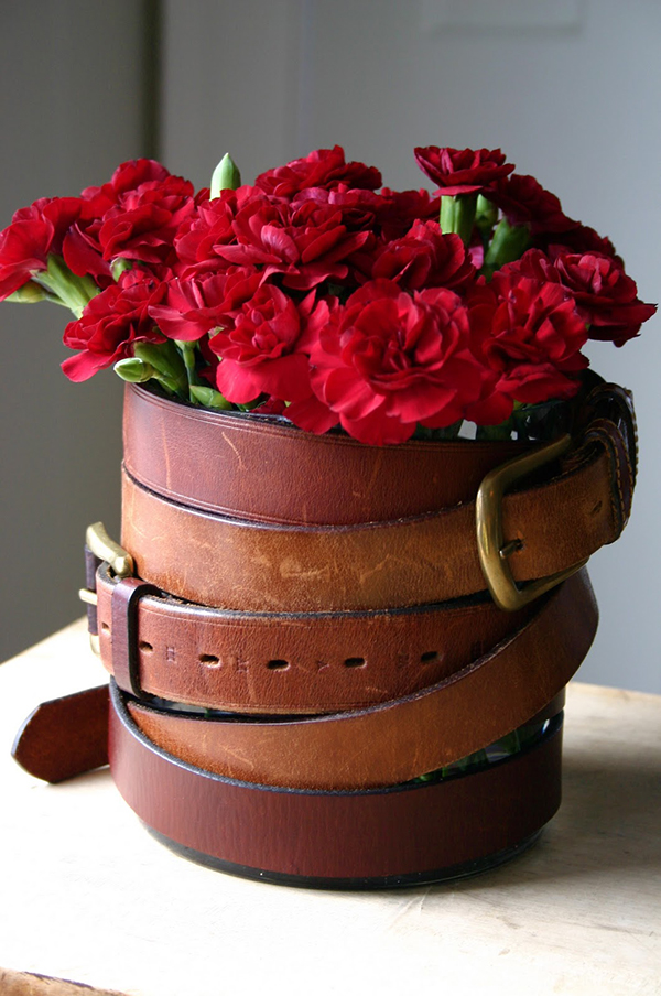 DIY Leather Belt Vase