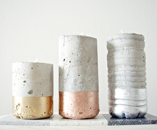 DIY concrete and metallic votives