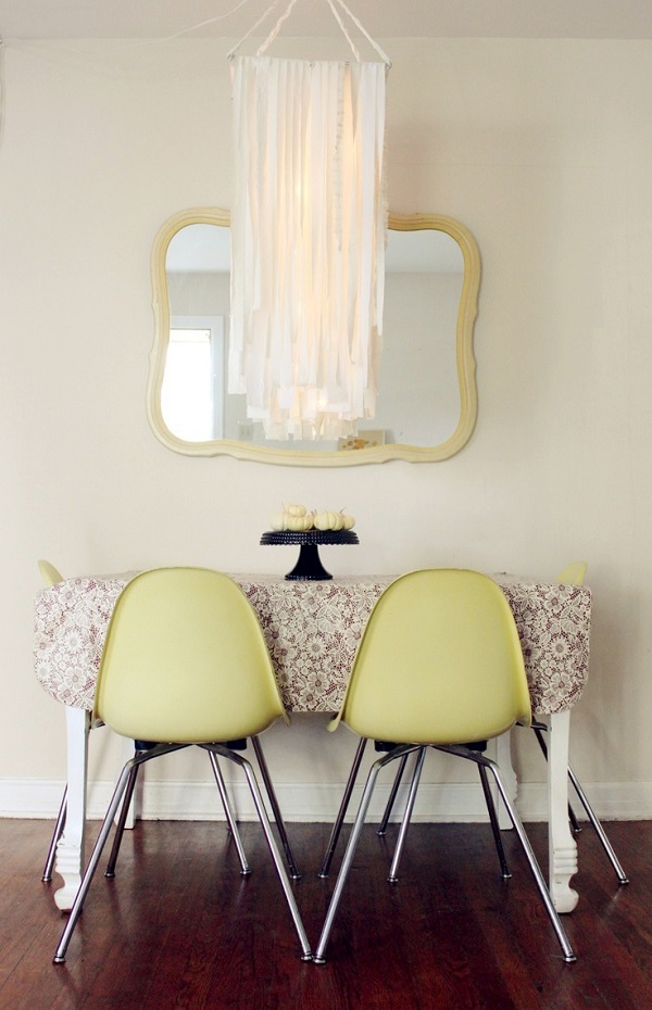 DIY ivory fabric garland chandelier