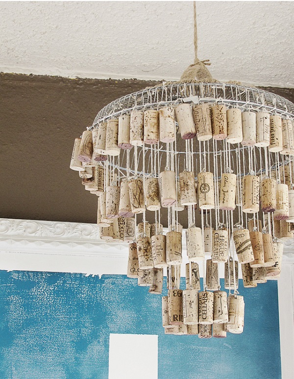 DIY tiered cork chandelier