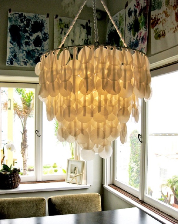 DIY white wax paper chandelier