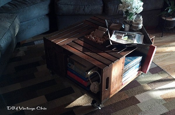 DIY wood crate coffee table