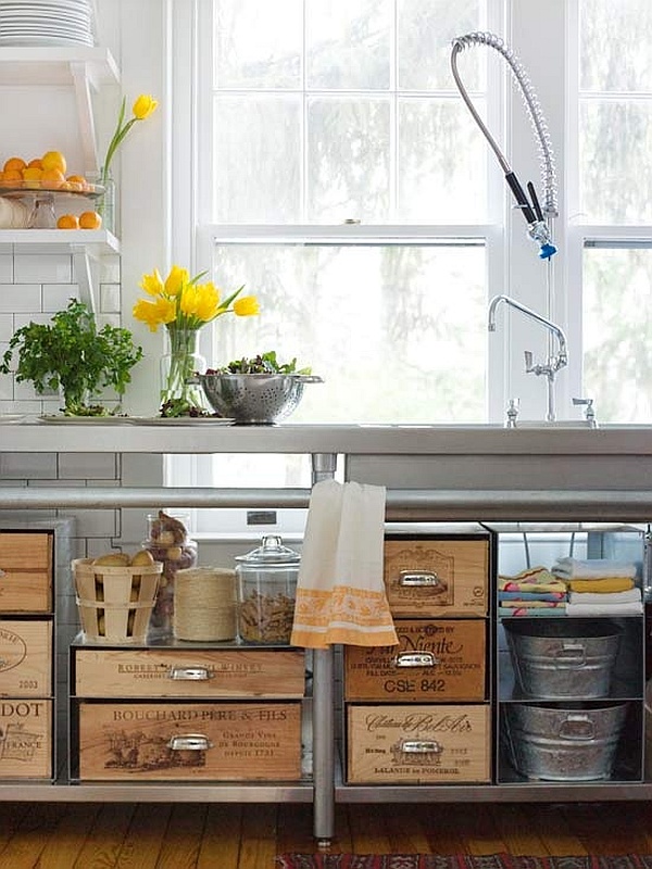 DIY wood wine crate storage