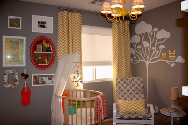 Eclectic nursery with a round bed ideal for both boys and girls