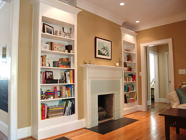 Family-friendly bookshelf decor