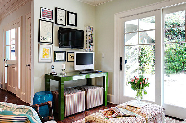 Green lacquered console table