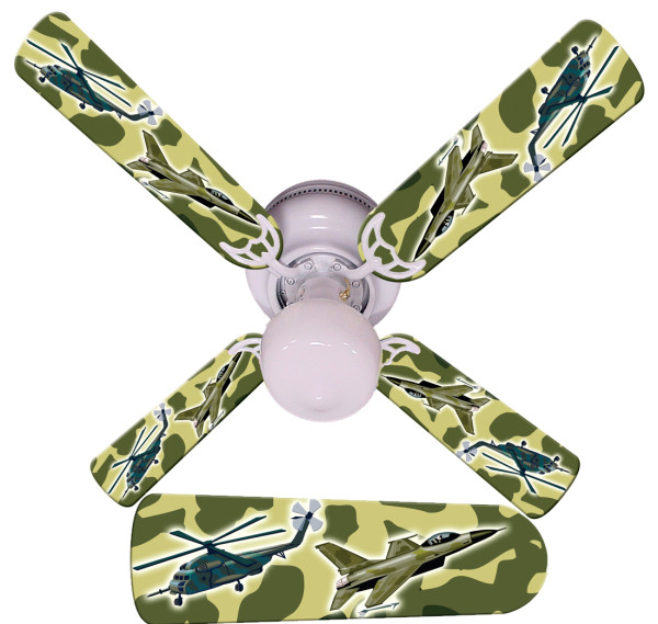 Helicopter and Fighter Jets Ceiling Fan via All Kids Lamps