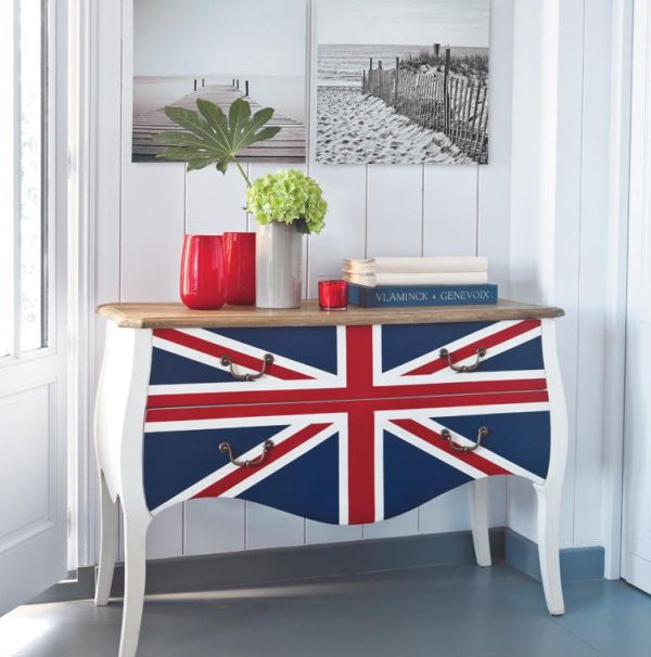 Hide away the mess with a Union Jack themed dresser