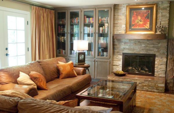 Large built-in bookcase cabinets for the living room