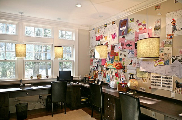 Large bulletin board in a home office