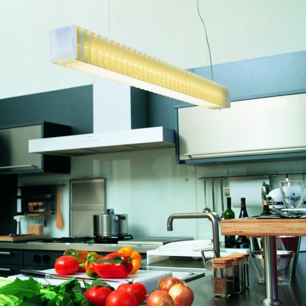 Lisca H2 Suspension Lamp in Yellow in Kitchen