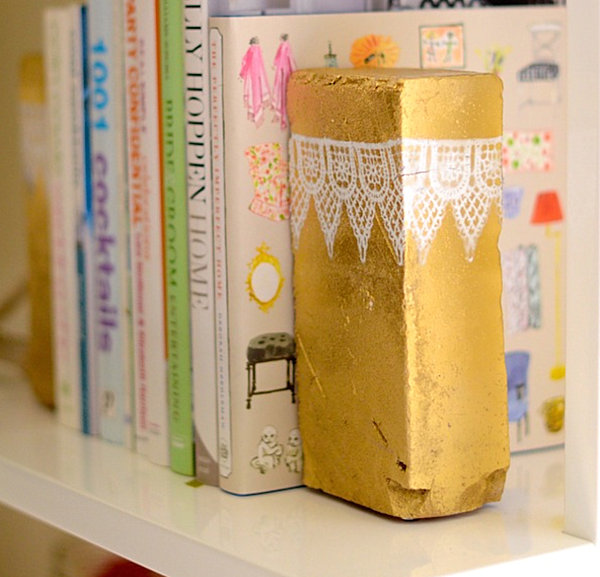 Metallic brick bookend DIY project