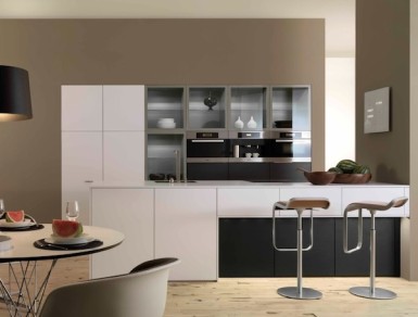 Minimalist Modern Kitchen With Glass Cabinets 385x292 