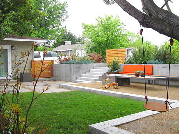 Modern backyard with designated sections