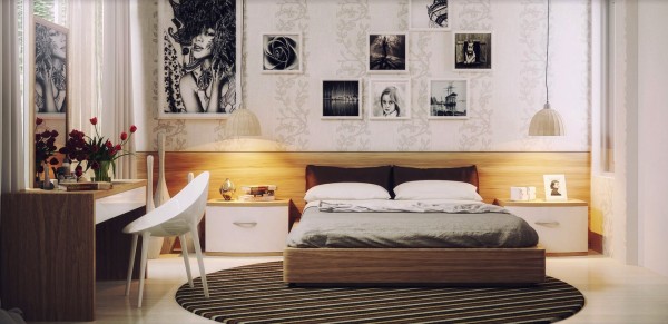 Modern furnishings and chic artwork for the girls' bedroom