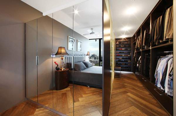 Modern mirrored closet doors