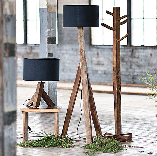 Modern reclaimed wood lamps