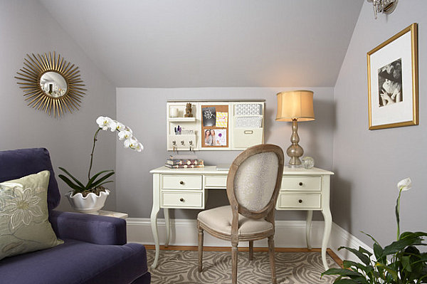 Organized wall space in an elegant home office