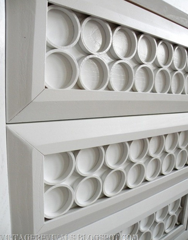 PVC pipe entertainment console close-up