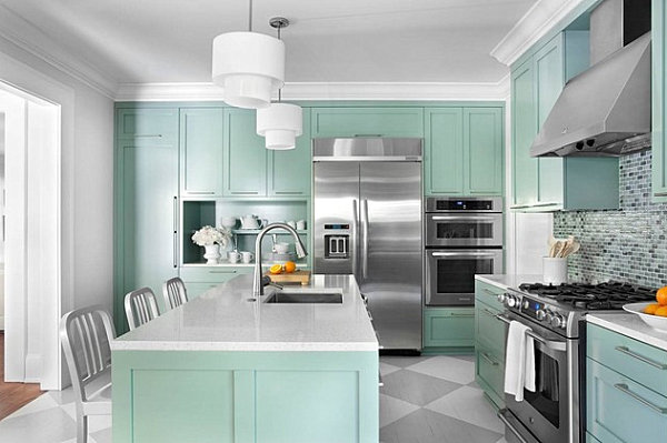 Painted floors in a modern kitchen