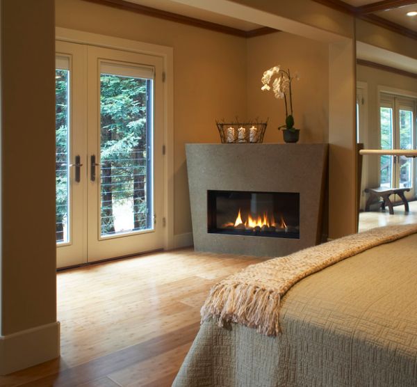 Perfect way to add a glass front fireplace to an existing room without too many changes