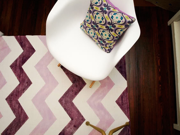 Purple chevron painted rug