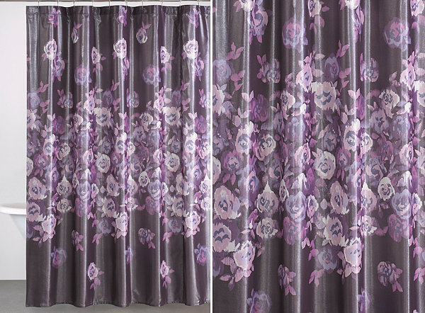 Purple floral shower curtain from Donna Karan