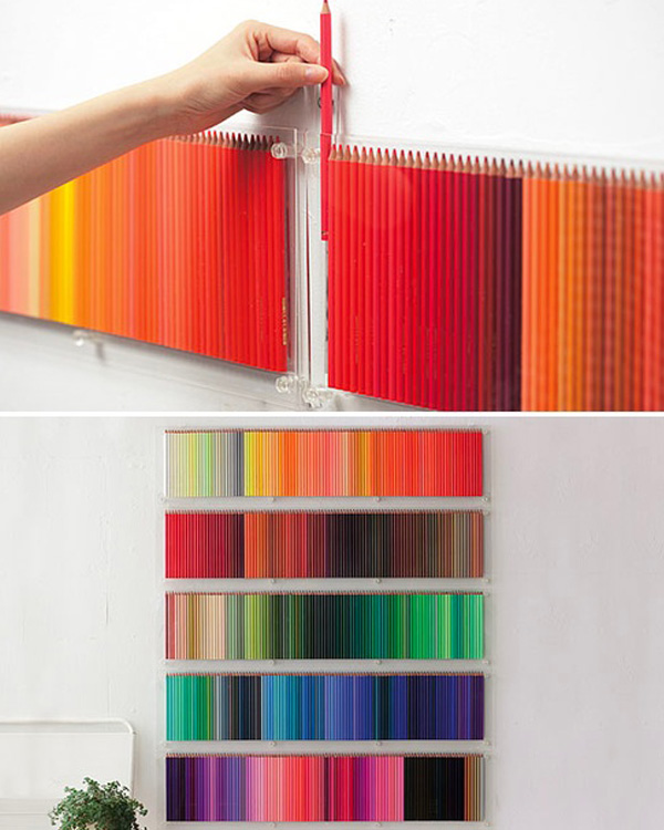 Rainbow colored pencil arrangement wall art