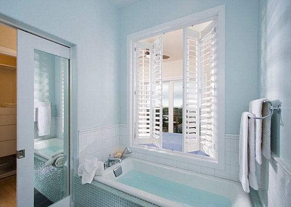 Refreshing ice blue bathroom